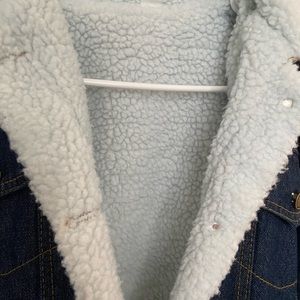 womens navy blue jean jacket sherpa lined